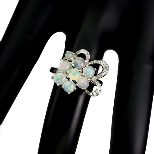 Silberring Größe 16 Feueropale Zirkonia