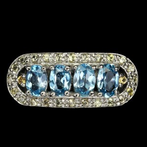 Ring Größe 14 natürliche Swiss Blue Topas Saphire