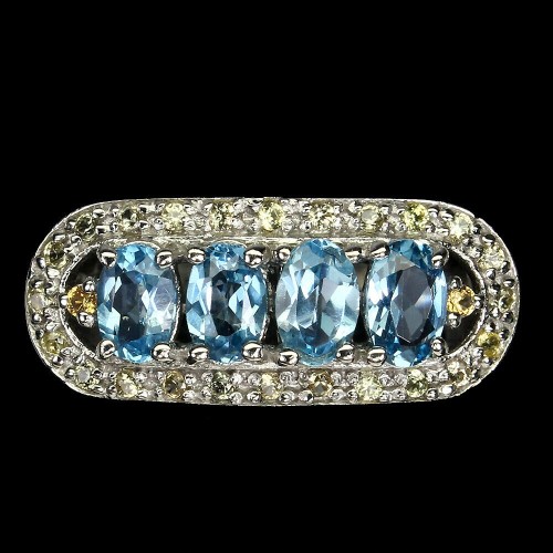 Ring Größe 14 natürliche Swiss Blue Topas Saphire