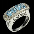 Ring Größe 14 natürliche Swiss Blue Topas Saphire