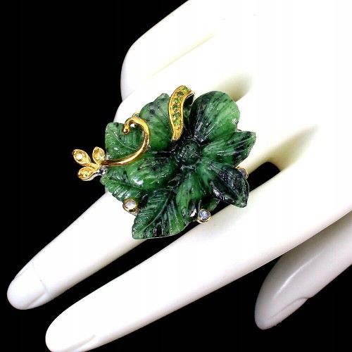 Ring Größe 15 Rubin Zoisit Diopsid Saphire 925