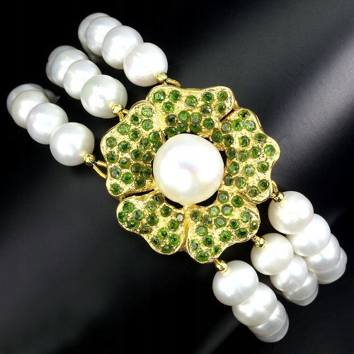 Armband aus 925er Silber mit natürlichen Diopsid Perlen