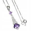 Silberkette natürliche Amethyste Zirkonia 18