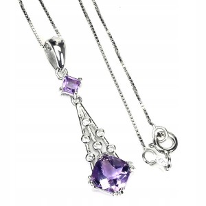 Silberkette natürliche Amethyste Zirkonia 18