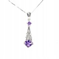 Silberkette natürliche Amethyste Zirkonia 18