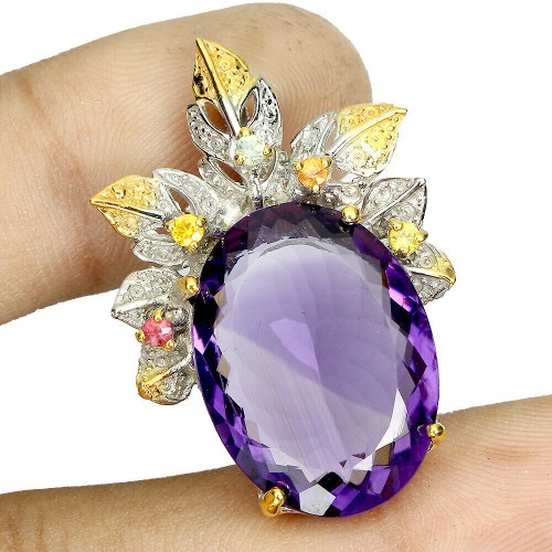 Anhänger Silber 925 natürliche 17ct Amethyst Saphire