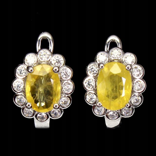 925 Silber Ohrringe Saphire gelbe Zirkonia 4