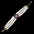 925 Armband natürliche Amethyste Perlen Rubine