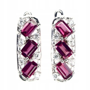 925 Silber natürliche Rhodolith Granat Ohrringe 1