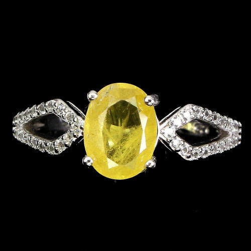 Ring natürlicher gelber Saphir weißer Topas Größe 19