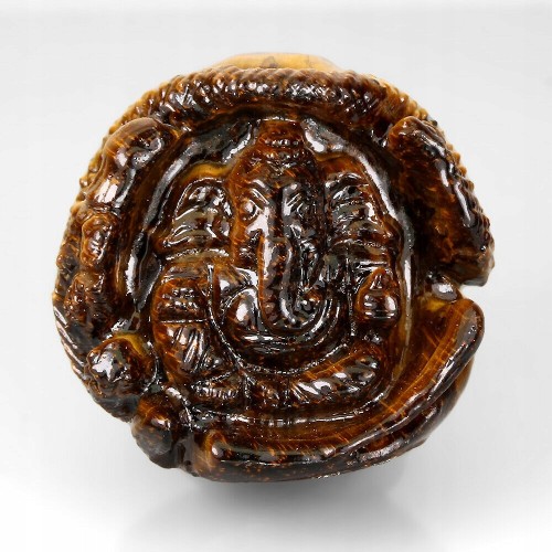 Geschnitztes Ganeshi Quarz Tigerauge 82,68 ct