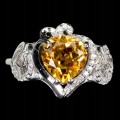 Ring aus Citrin Zirkonia Größe 12 Silber 925 Herz