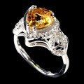 Ring aus Citrin Zirkonia Größe 12 Silber 925 Herz