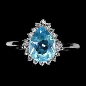 Zarte Ring Größe 14 Silber Sky Blue Topaz