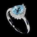 Zarte Ring Größe 14 Silber Sky Blue Topaz