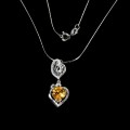 Halskette aus 925er Sterlingsilber mit natürlichem Citrin und Zirkonia