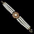 Armband aus 925er Silber mit natürlichen Rubinen und Perlen Blume