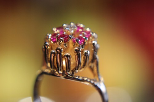 Ring Gold Diamanten Rubine Größe 13 zertifiziert