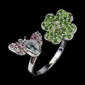 Ring Aquamarin Diopsid Schmetterling Klee Größe 23