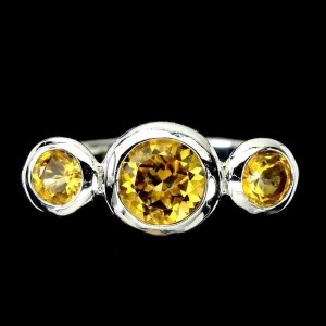 Silberring 925 natürliche Citrin Größe 19