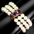925 Natürliches Amethyst Perlen Armband Schön
