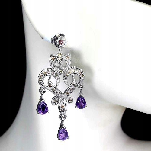 Ohrringe 925 natürliche Saphire Songea Amethyste 5