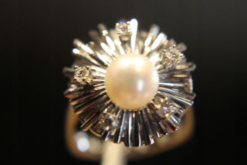 Goldring 750 Diamanten Perle Größe 14 Zertifikat