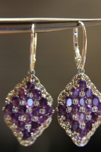 Silberohrringe natürliche Amethyste Saphire 3