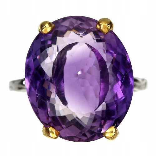 Ring natürlicher Amethyst 17,96 ct Silber Größe 20,5