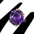 Ring natürlicher Amethyst 17,96 ct Silber Größe 20,5