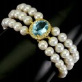 Armband natürlicher Sky Blue Topas Perlen Zirkonia