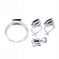 Natürliche Amethyste 925 Silber Set Größe 19