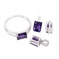 Natürliche Amethyste 925 Silber Set Größe 19