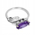 Silberring mit natürlichen Amethyst Zirkonia Größe 16,5