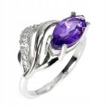 Silberring mit natürlichen Amethyst Zirkonia Größe 16,5