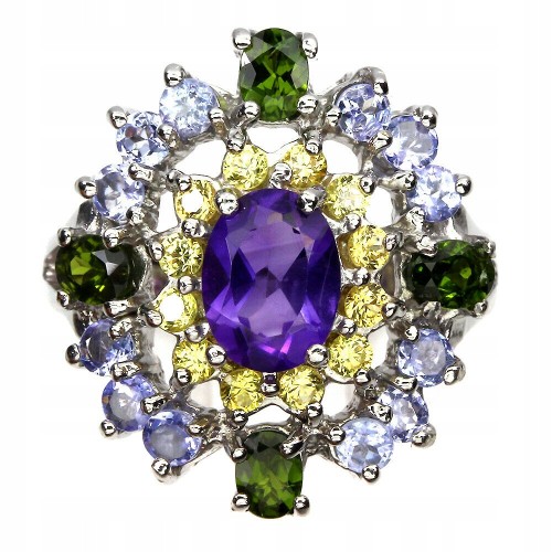 Ring Größe 14 Amethyst Tansanit Saphire Diopsid