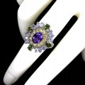 Ring Größe 14 Amethyst Tansanit Saphire Diopsid