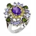 Ring Größe 14 Amethyst Tansanit Saphire Diopsid