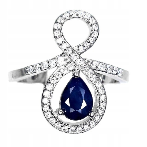 Silberring blaue Saphir Zirkonia Größe 15