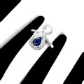 Silberring blaue Saphir Zirkonia Größe 15