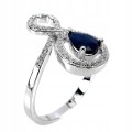 Silberring blaue Saphir Zirkonia Größe 15