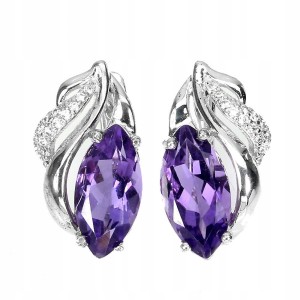 Silberne zarte Ohrringe natürliche Amethyste 4