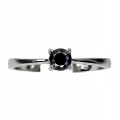Ring schwarzer Diamant 0,33 ct Silber Größe 14,5
