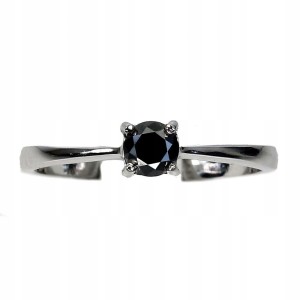 Ring schwarzer Diamant 0,33 ct Silber Größe 14,5