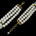 Armband aus Sky Blue Topas mit natürlichen Perlen und Zirkonia