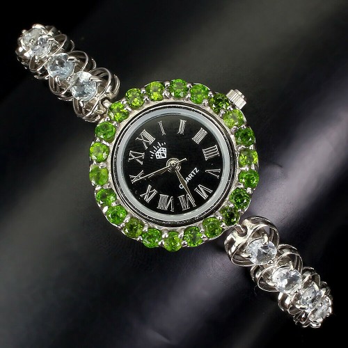 Armbanduhr natürlichen Aquamarin Diopsiden