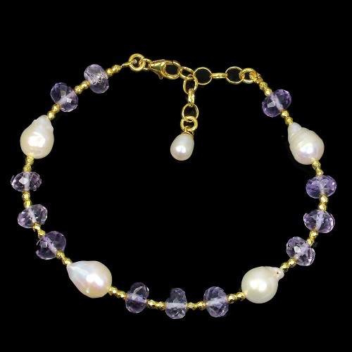 Wunderschönes Armband aus 925 natürlichen Amethyst Perlen