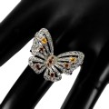 Ring natürlicher weißer Topas Saphir Schmetterling Größe 19