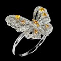 Ring natürlicher weißer Topas Saphir Schmetterling Größe 19