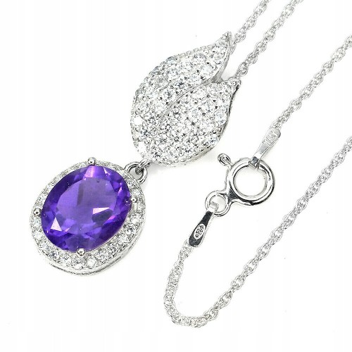 Wunderschöne Halskette aus 925 natürlichem Amethyst mit Zirkonia